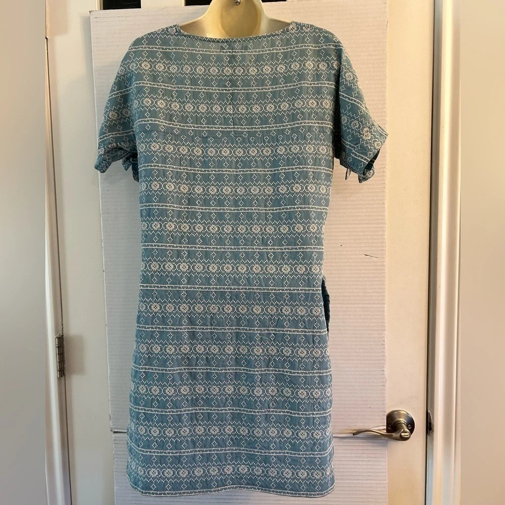 Madewell blue & ivory embroidered fully lined shift dress in size XS. K10 - Picture 5 of 15